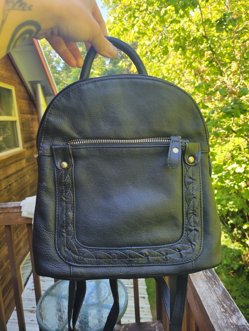 Great American Leather Works Black Mini Leather Backpack